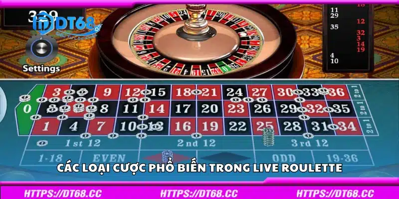 Một số loại cược phổ biến trong Live Roulette